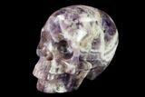Realistic, Carved Chevron Amethyst Skull #150972-2